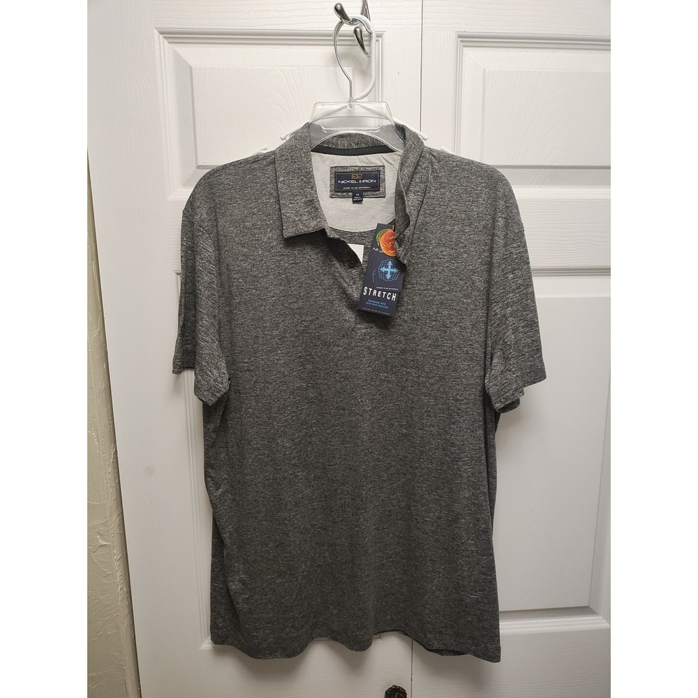 NWT Nickel & Iron Men's Medium Black Heather Short Sleeve Shirt Polo